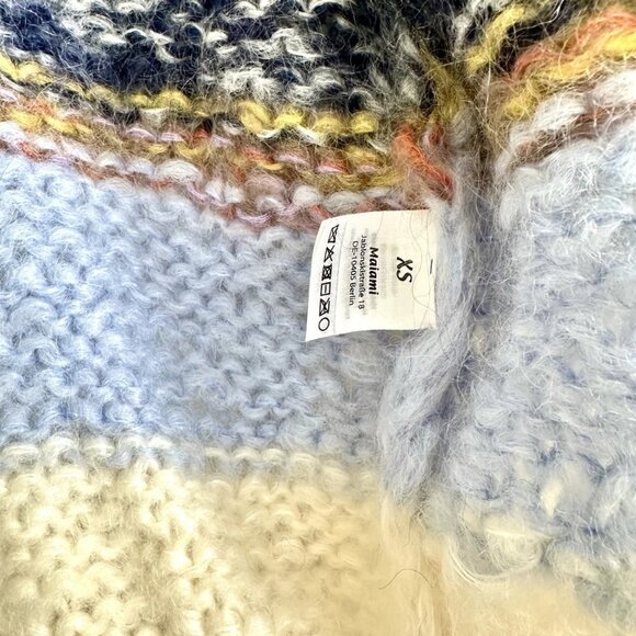 Maiami Mohair Wool Oversized Open Front Bomber Cardigan in Ivory Multi Size XS - Picture 9 of 10